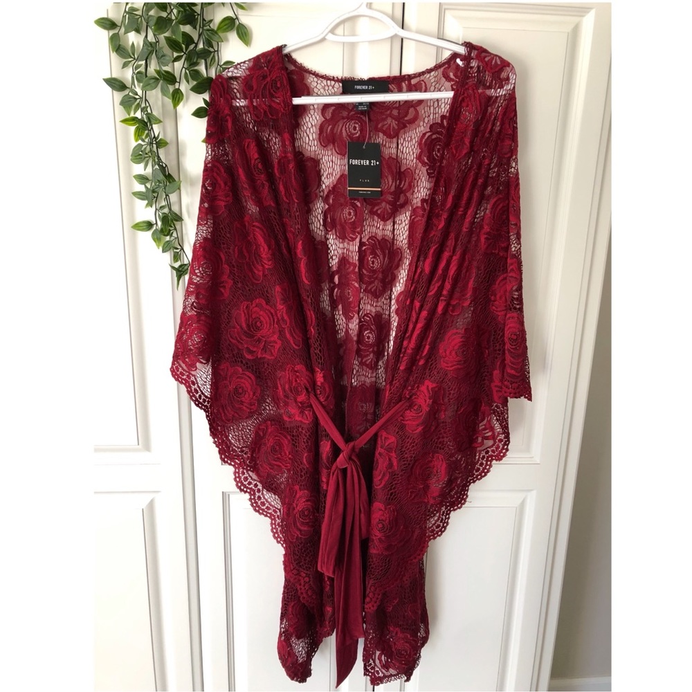 Sheer burgundy cardigan